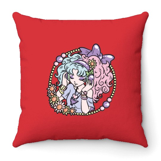 Pastel Goth Girl Throw Pillows