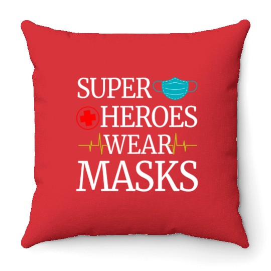 Superhero Mask Nursing Superheroes Women's Nurse Throw Pillows