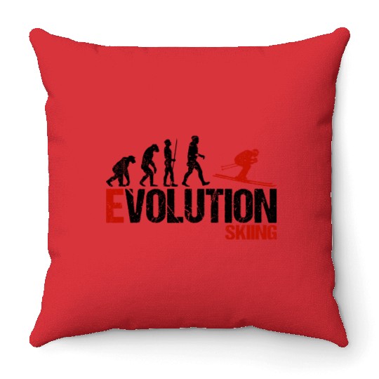 Evolution of Skiing Throw Pillows