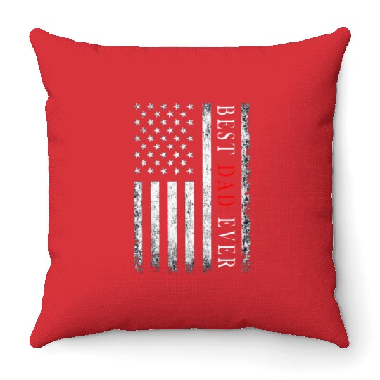 Father's day Best dad ever with US american flag 2 Throw Pillows