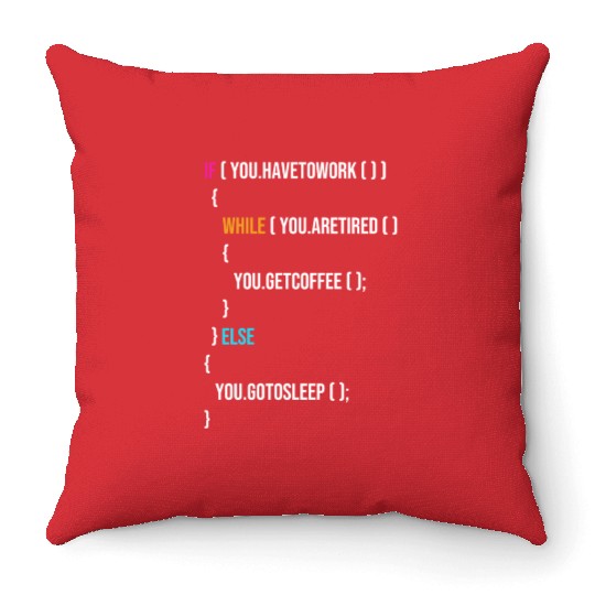 Funny Programmer Codes Coffee And Sleep Throw Pillows