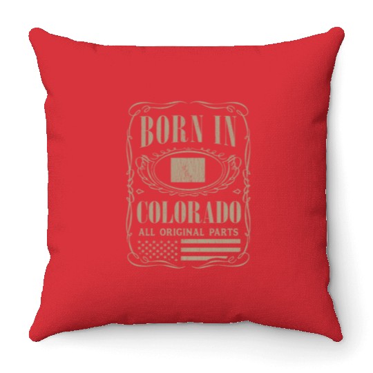 Vintage America US States Born Colorado Throw Pillows