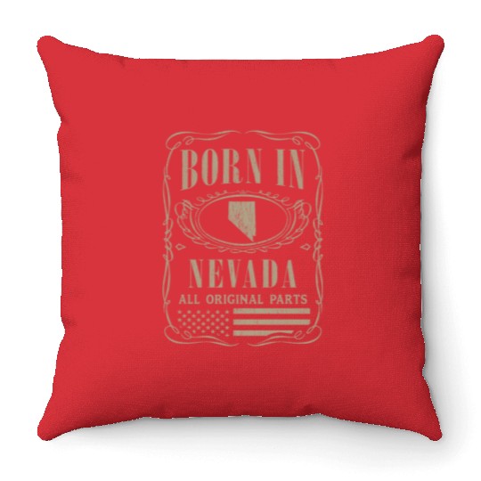 Vintage America US States Born Nevada Throw Pillows