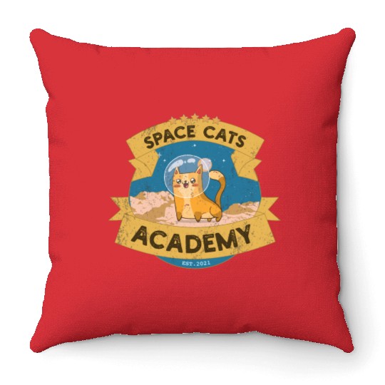 Space Cats Academy Throw Pillows