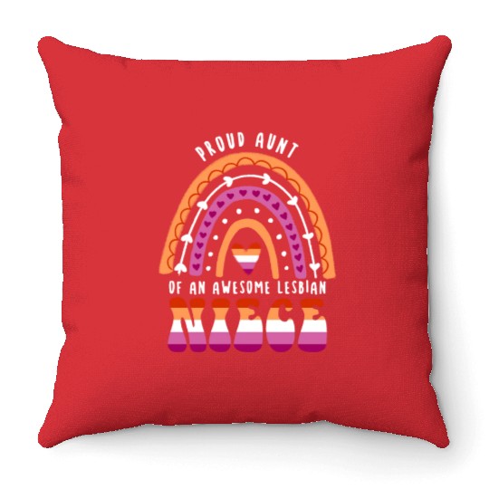 Proud Aunt Awesome Lesbian Niece Throw Pillows