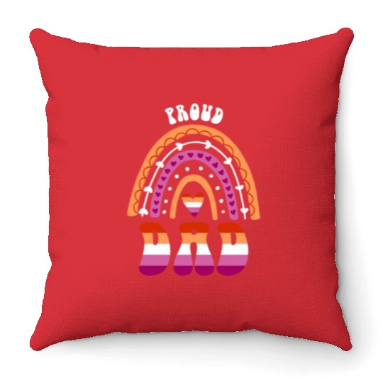 Proud Dad Lesbian Pride Rainbow Throw Pillows