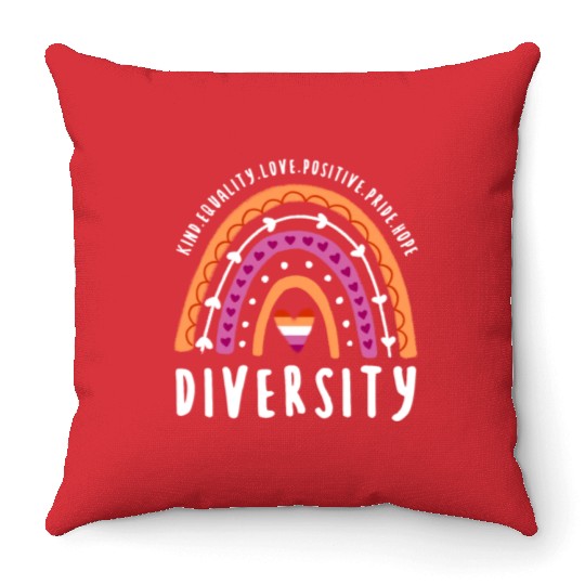 Diversity Lesbian Pride Rainbow Throw Pillows