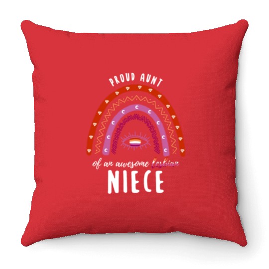 Rainbow Aunt Lesbian Niece Throw Pillows