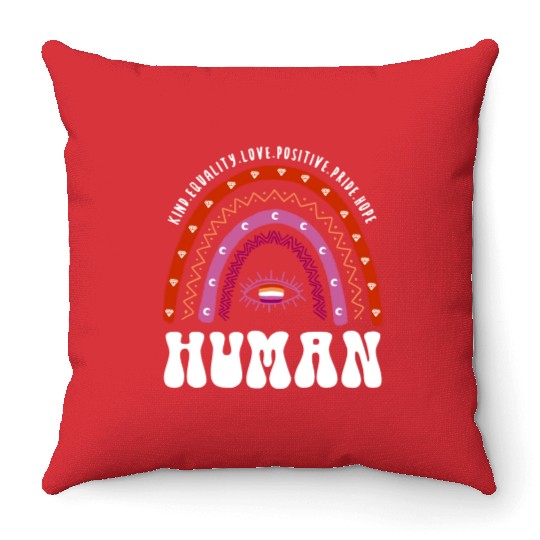 Lesbian Rainbow Human Lesbian Throw Pillows