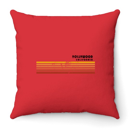 Retro Hollywood California Vintage Vacation Throw Pillows