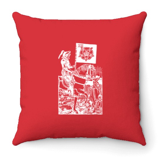 Death Tarot Card Xiii Occult Esoteric Dark Design Throw Pillows