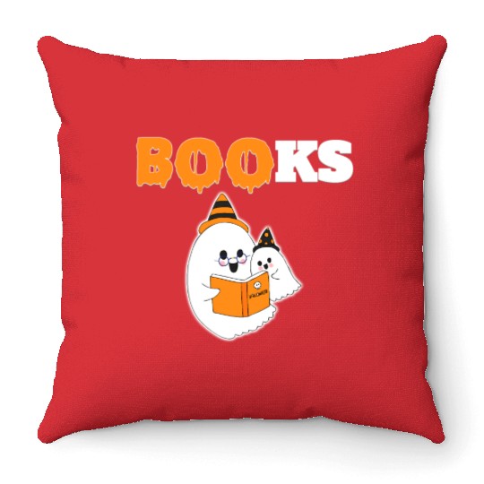 BOO Halloween Librarian Library English Teacher Throw Pillows
