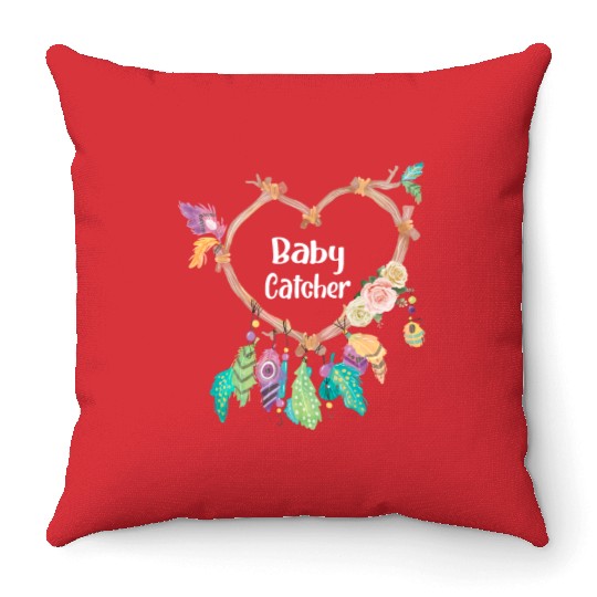 Baby Catcher Midwife Dreamcatcher Doula Throw Pillows