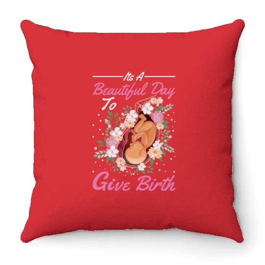 Midwife Cute Flowers Baby Catcher Doula Throw Pillows