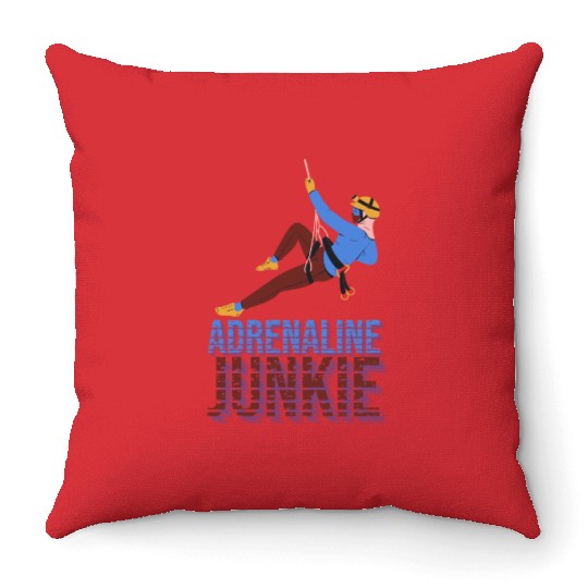 Adrenaline Junkie Rock Climbing Throw Pillows
