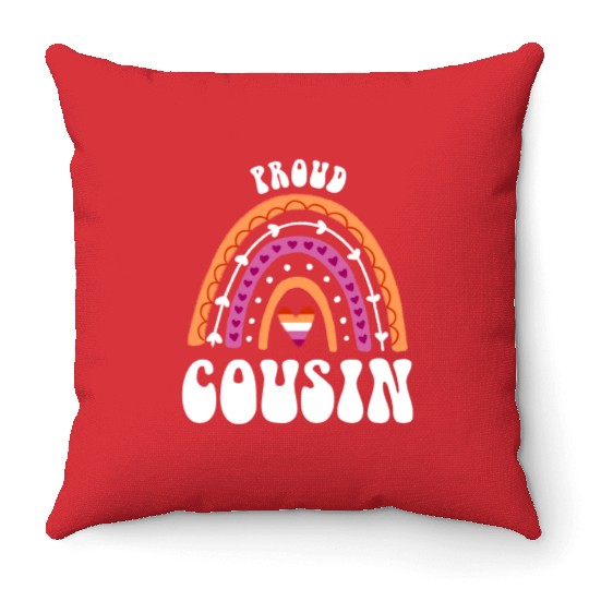 Proud Cousin Lesbian Pride Rainbow Throw Pillows