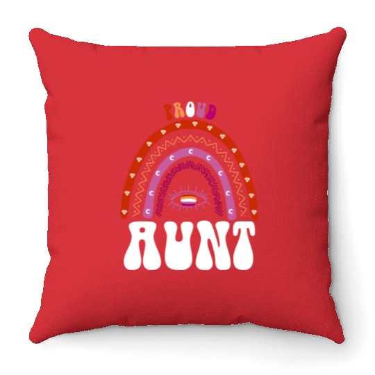 Lesbian Rainbow Proud Aunt Lesbian Throw Pillows