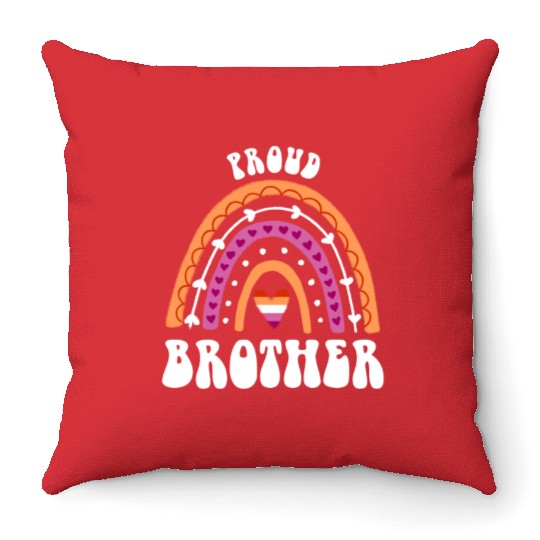 Proud Brother Lesbian Pride Rainbow Throw Pillows