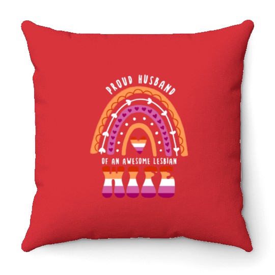 Proud Husband Awesome Lesbian Wife Throw Pillows