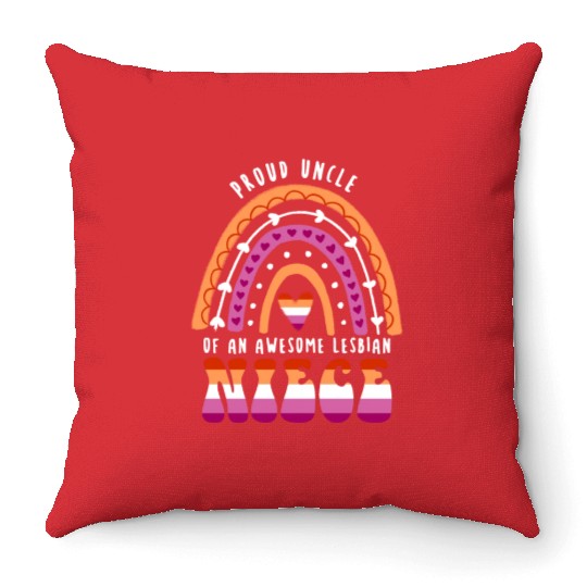 Proud Uncle Awesome Lesbian Niece Throw Pillows