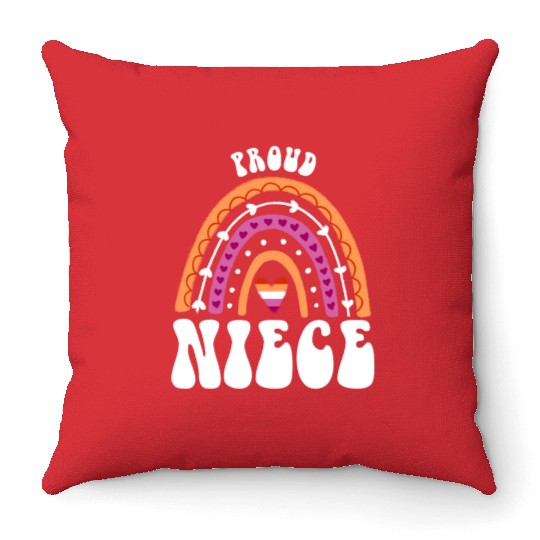 Proud Niece Lesbian Pride Rainbow Throw Pillows