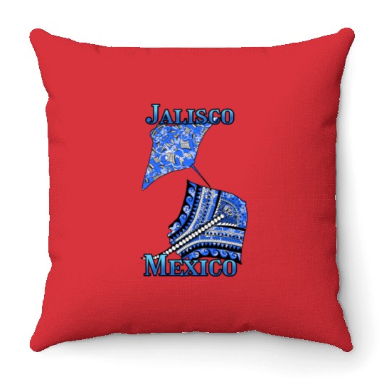 Jalisco Vacation Tribal Stingrays Throw Pillows