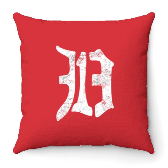 Detroit 313 Vintage Old English D Area Code Michig Throw Pillows