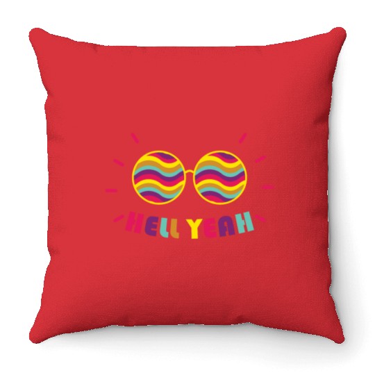 Pride Month - Hell Yeah - Rainbow Glasses Throw Pillows