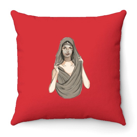 Arabic Woman Hijab Belly Dance Arabic Woman Hijab Throw Pillows