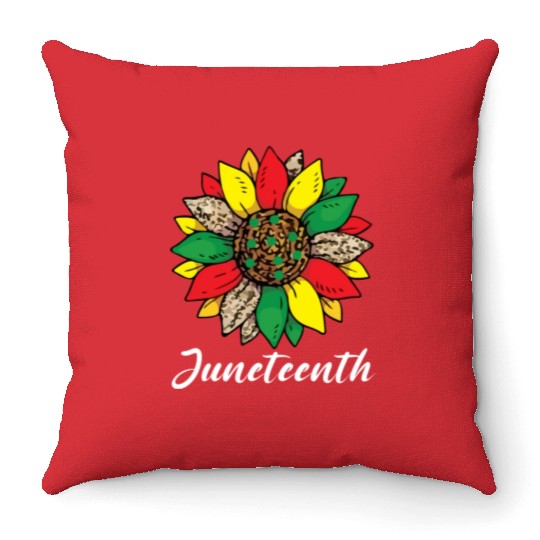 Juneteenth sunflower , African American holiday Throw Pillows