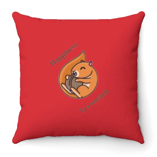 Happy squirrel Throw Pillows