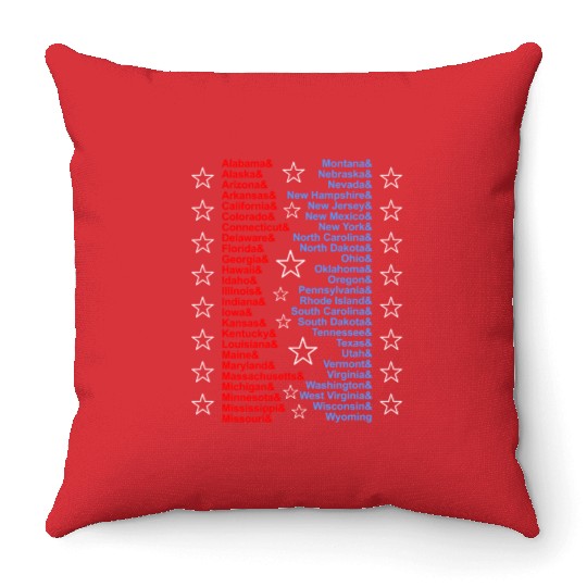 Patriotic Fifty States Red White Blue Throw Pillows