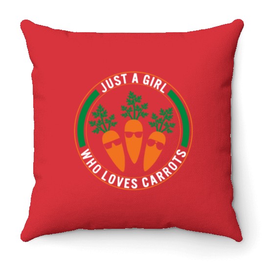 Carrot Vegetable Throw Pillows, Just A Girl Who Loves