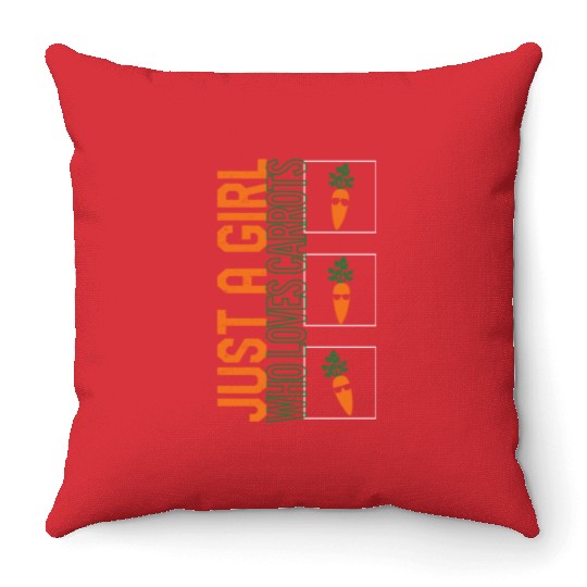 Carrot Vegetable Throw Pillows, Just A Girl Who Loves