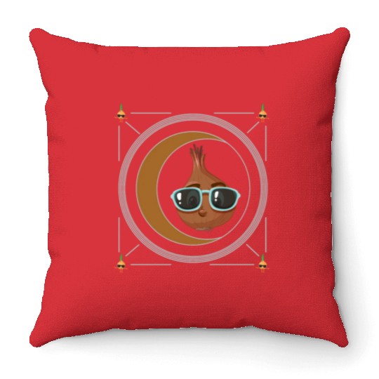 Onion Vegetable Throw Pillows, Onion Wearing Sunglasses