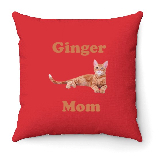 Ginger Cat Mom Throw Pillows