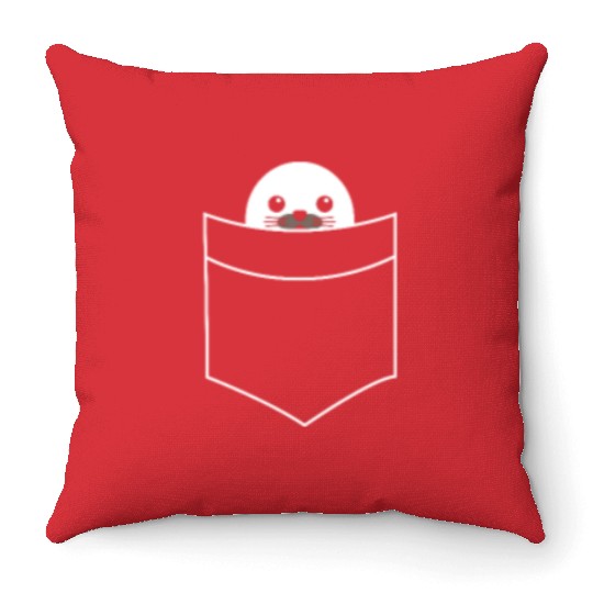 Seal In The Pocket harbor Seal Sea Lion Ocean Throw Pillows