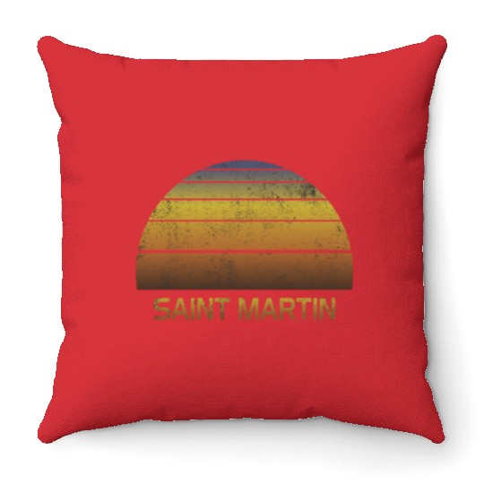 Vintage Sunset Family Vacation Souvenir Saint Throw Pillows