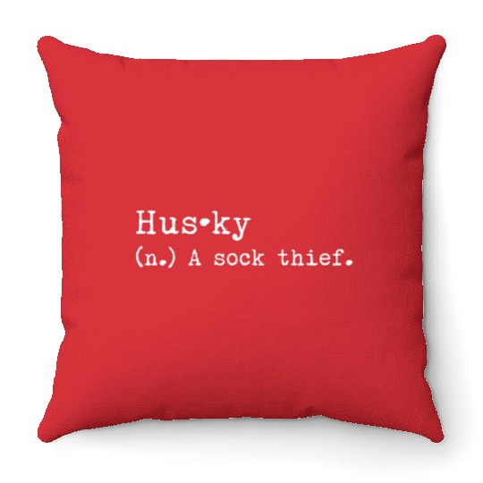A Sock Thief Husky Throw Pillows