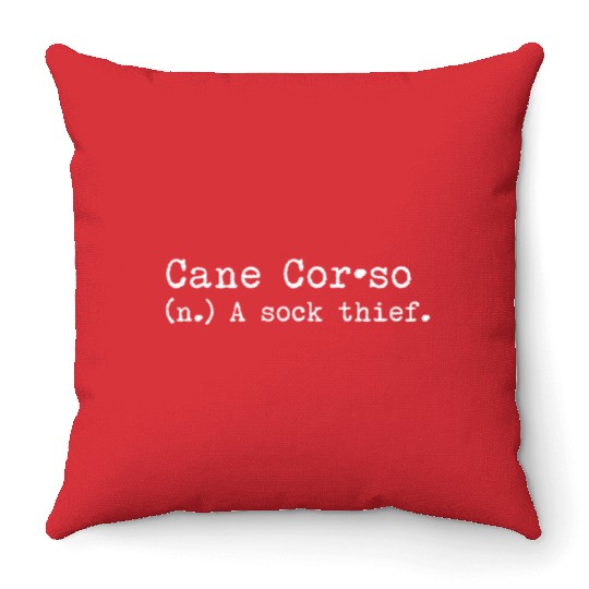 A Sock Thief Cane Corso Throw Pillows