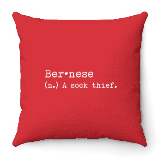 A Sock Thief Bernese Mountain Dog Throw Pillows