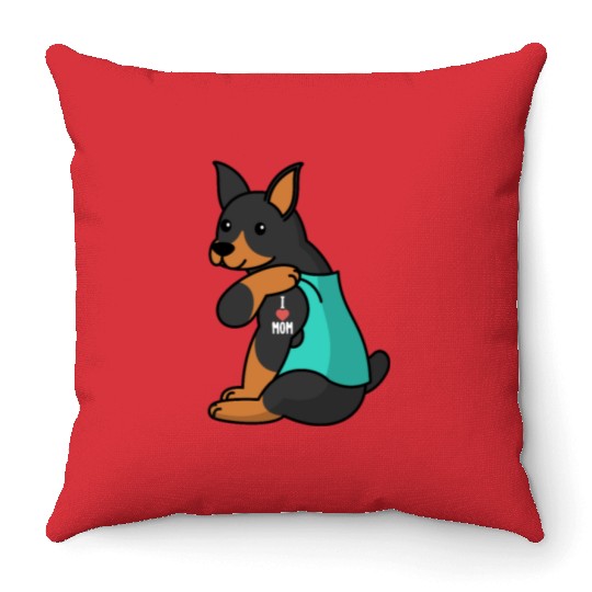 I Love Mom Tattoo Doberman Throw Pillows