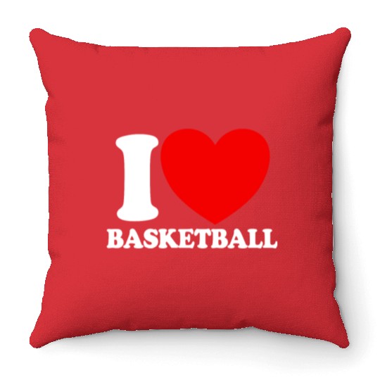 I Love Basketball Red Heart Hoop B-Ball Basketball Throw Pillows