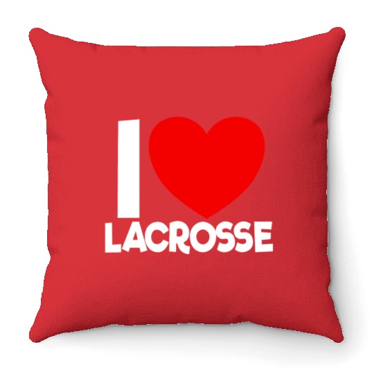 I Love Lacrosse Red Heart Lacrosse Lover Lacrosse Throw Pillows
