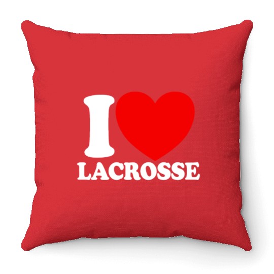I Love Lacrosse Red Heart Lacrosse Lover Lacrosse Throw Pillows