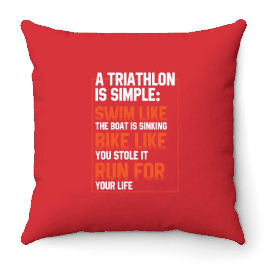 Triathlon Running Swim Bike Athelete Apparel Throw Pillows