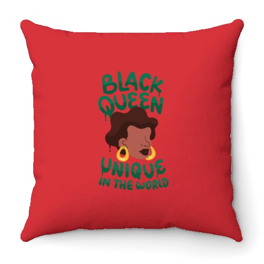 Black unique in the world Queen Black queen unique Throw Pillows