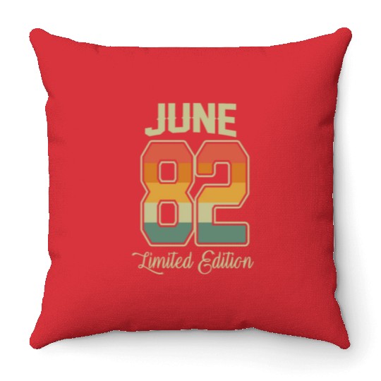 Vintage 40th Birthday June 1982 Sports Gift Throw Pillows