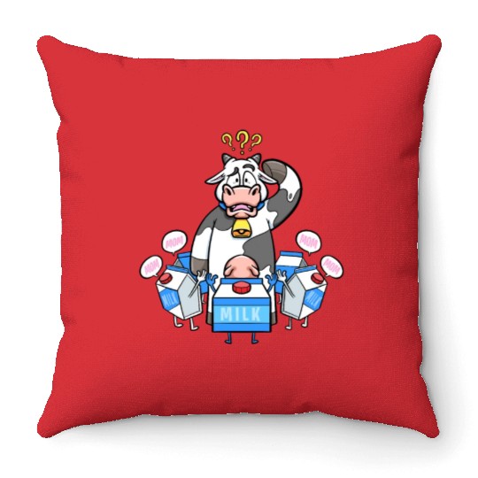 Milk Cartons Call Cow Mom Milk Farmer Cow Throw Pillows