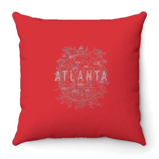 Atlanta Pilot Aviation Air Traffic Control Airspac Throw Pillows